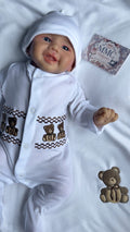Teddy Bear Faux Smocked Personalised Newborn Set