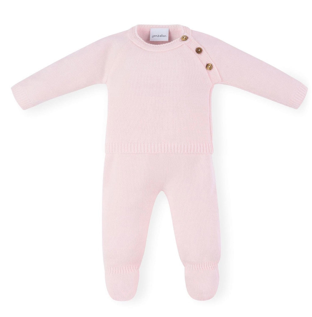 Baby Knitted 2 Piece Outfit - Baby Pink