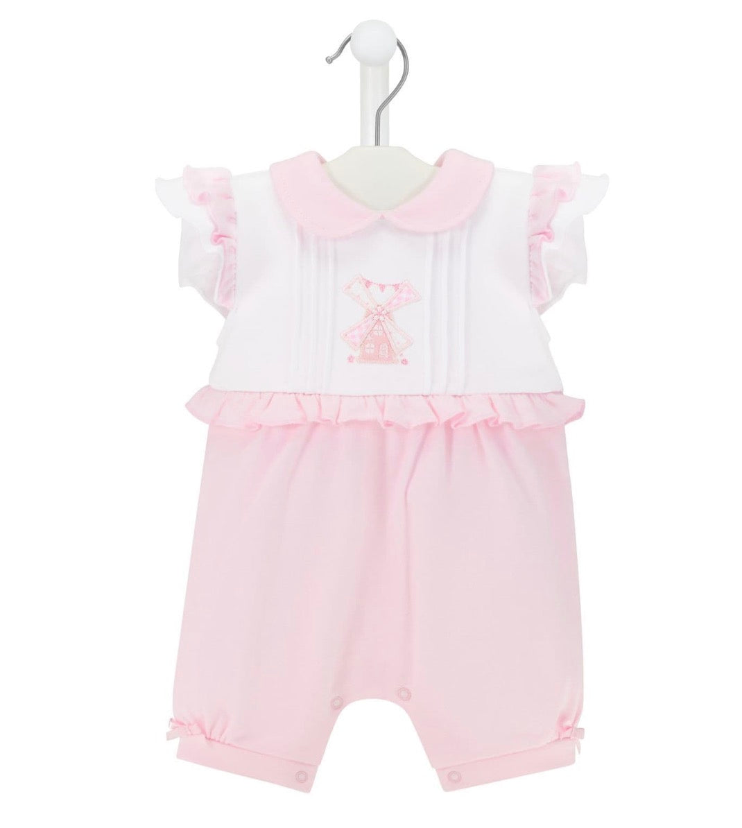 Baby Girls Windmill Romper - White/Pink