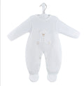 Teddy Bear Knitted Onesie - White/Taupe