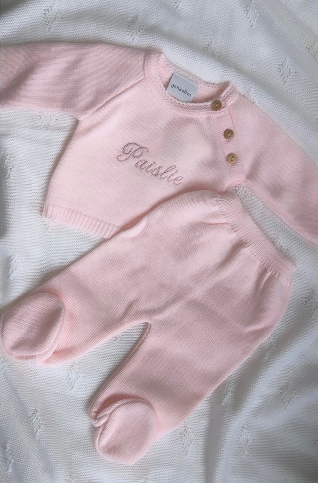 Baby Knitted 2 Piece Outfit - Baby Pink