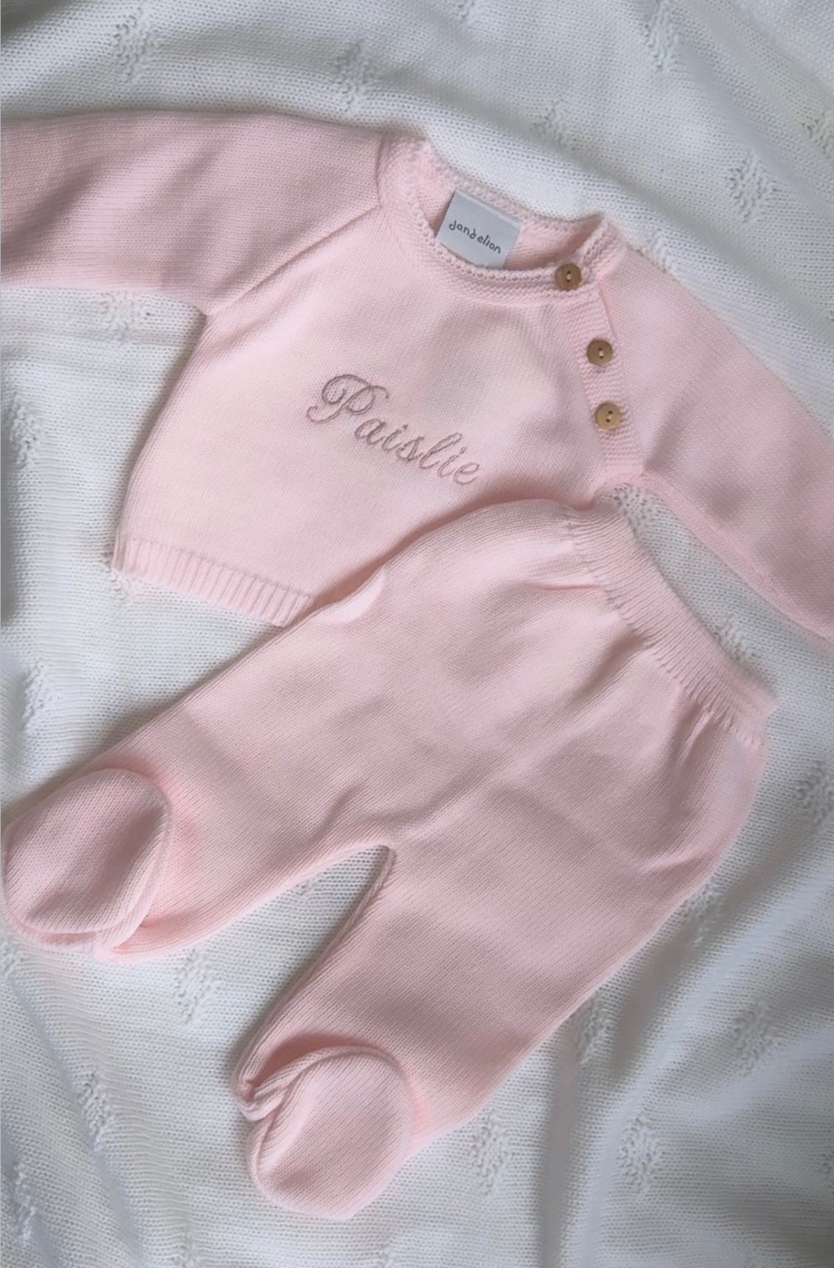 Baby Knitted 2 Piece Outfit - Baby Pink