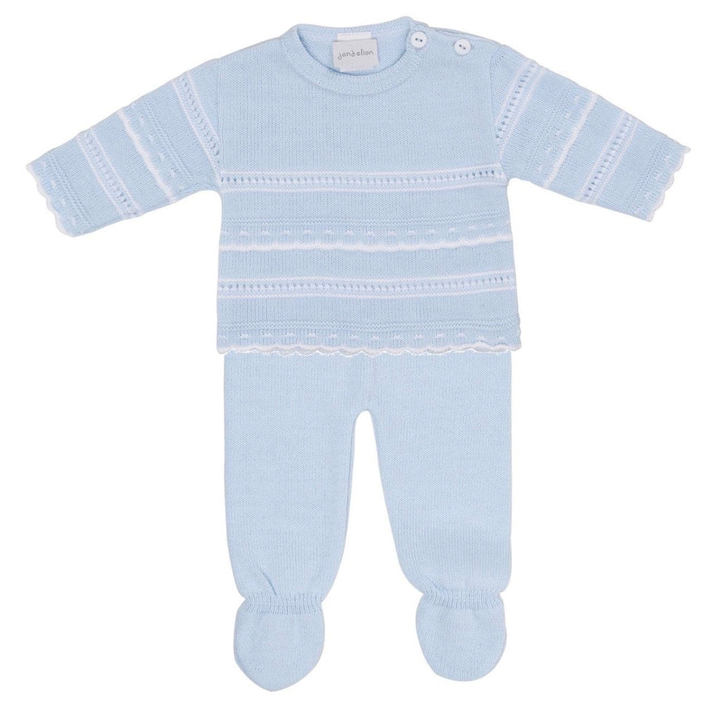 Knitted Top & Legging Set - Sky/White