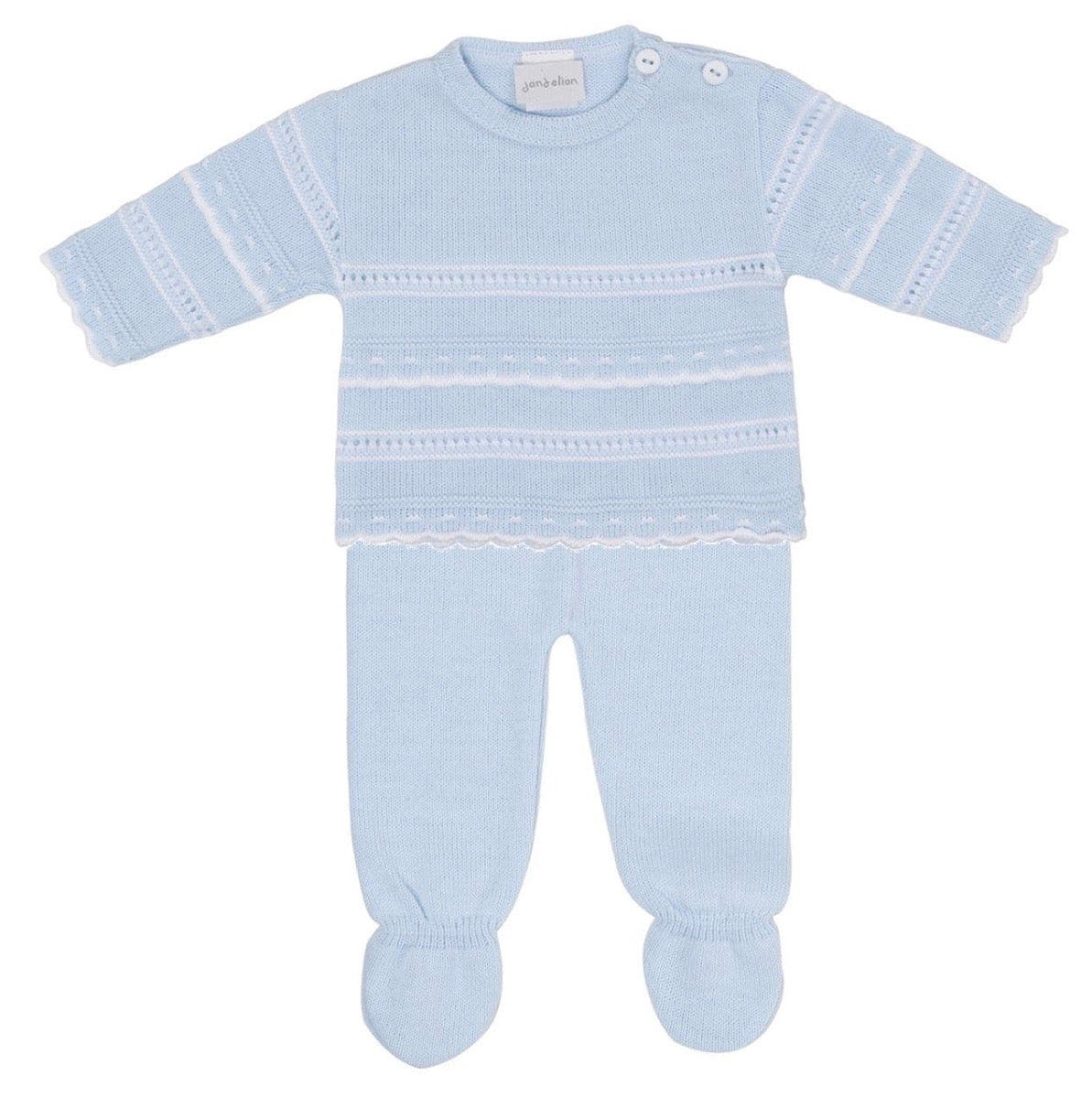 Knitted Top & Legging Set - Sky/White