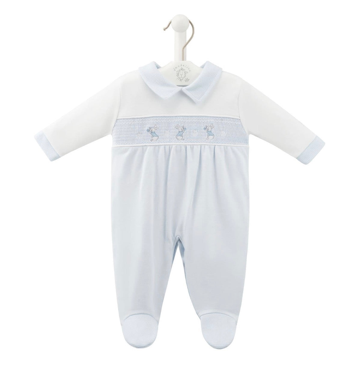 Rabbit and Star Smocked Sleepsuit