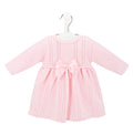 Satin Bow Knitted Baby Dress - Pink