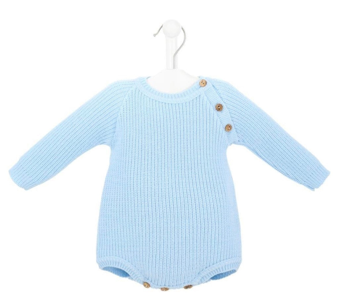 Long Sleeved Knitted Romper - Baby Blue