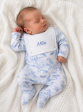 Babygrow with Attached Bib -Baby Blue Safari Collection