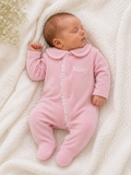 Lace Collared Sleepsuit - Rose Pink