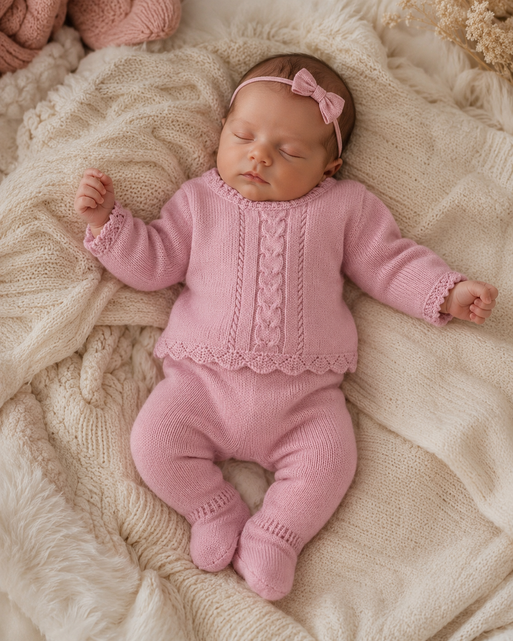 Baby Girls Knitted 2 Piece - Rose Pink