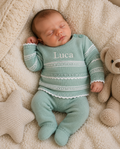 Baby Boys Knitted 2 Piece - Sage Green