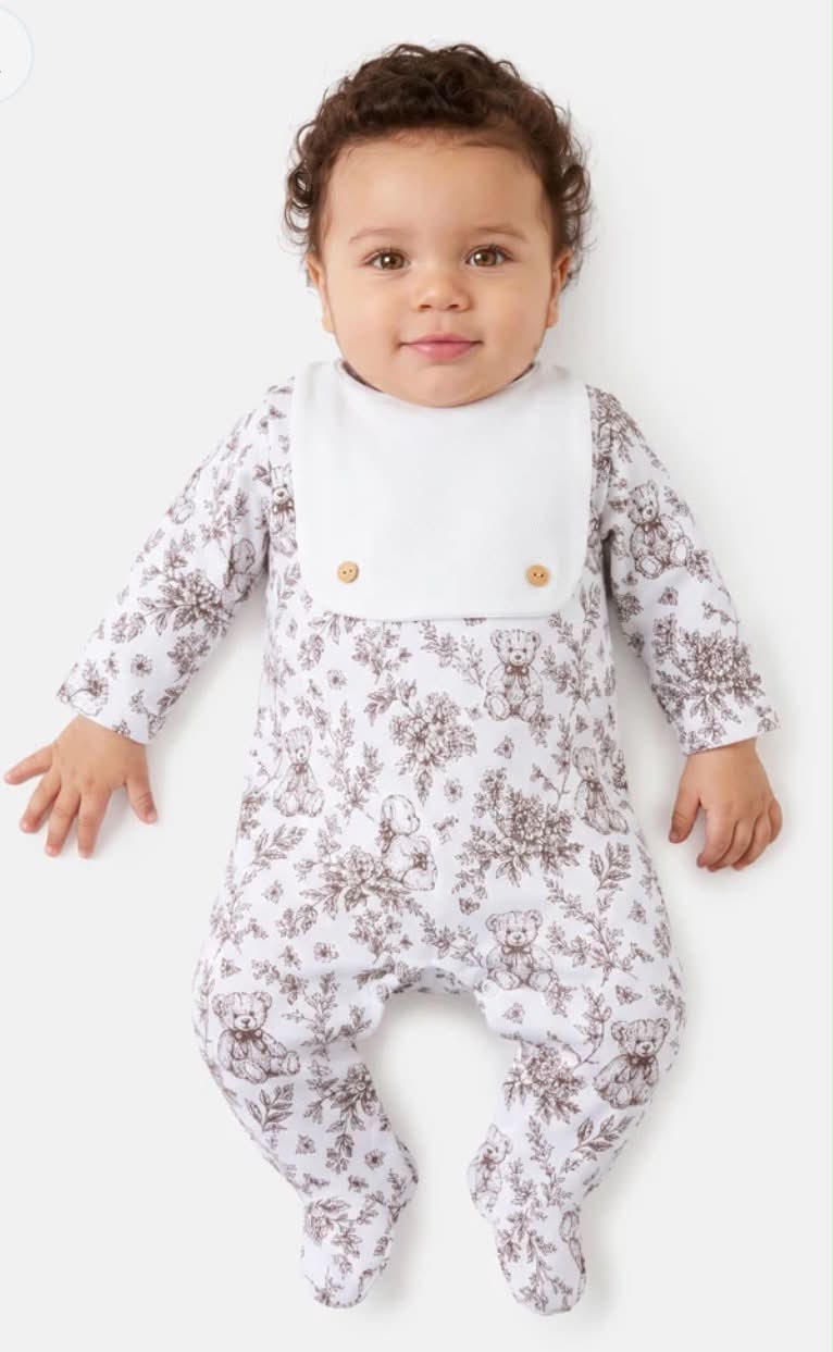 Baby Grow with Attached Bib - Teddy Collection