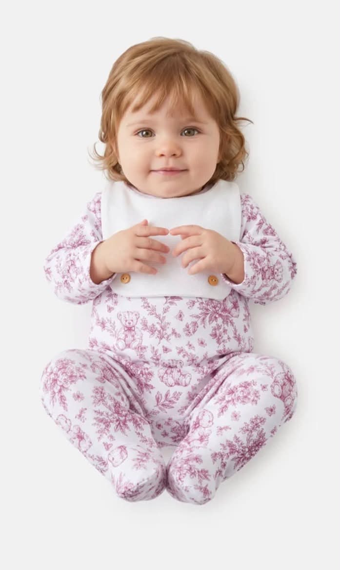 Baby Grow with Attached Bib - Teddy Collection