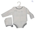 3pc Knitted White Set with Silver Trim