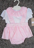 Pink Short Dungaree Set with Frills