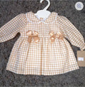 Cream Check Dress with Bows