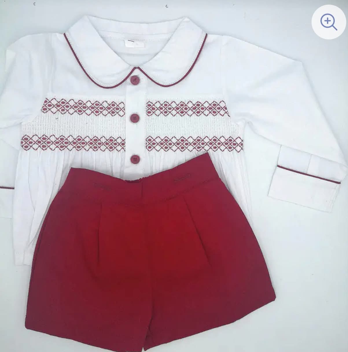 Burgundy Smock Shorts Set
