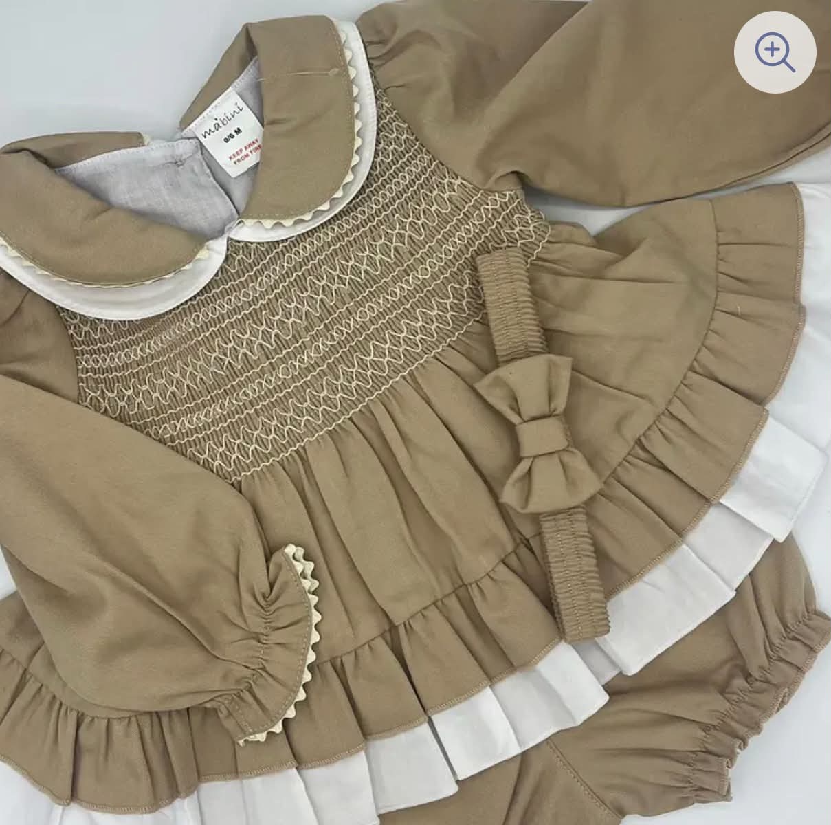 Camel Smocked Dress Set