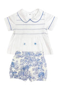 Traditional Print Shorts Set - Blue