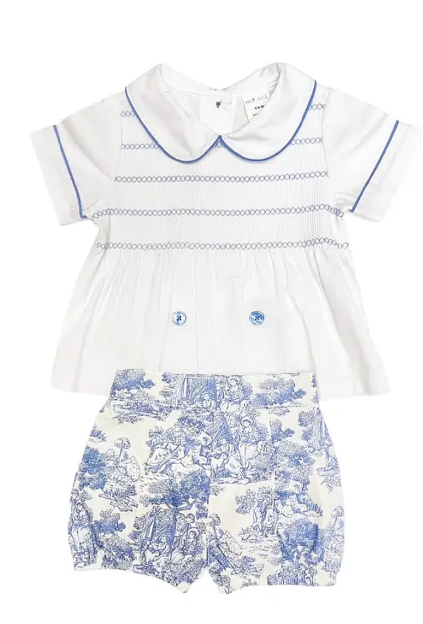 Traditional Print Shorts Set - Blue