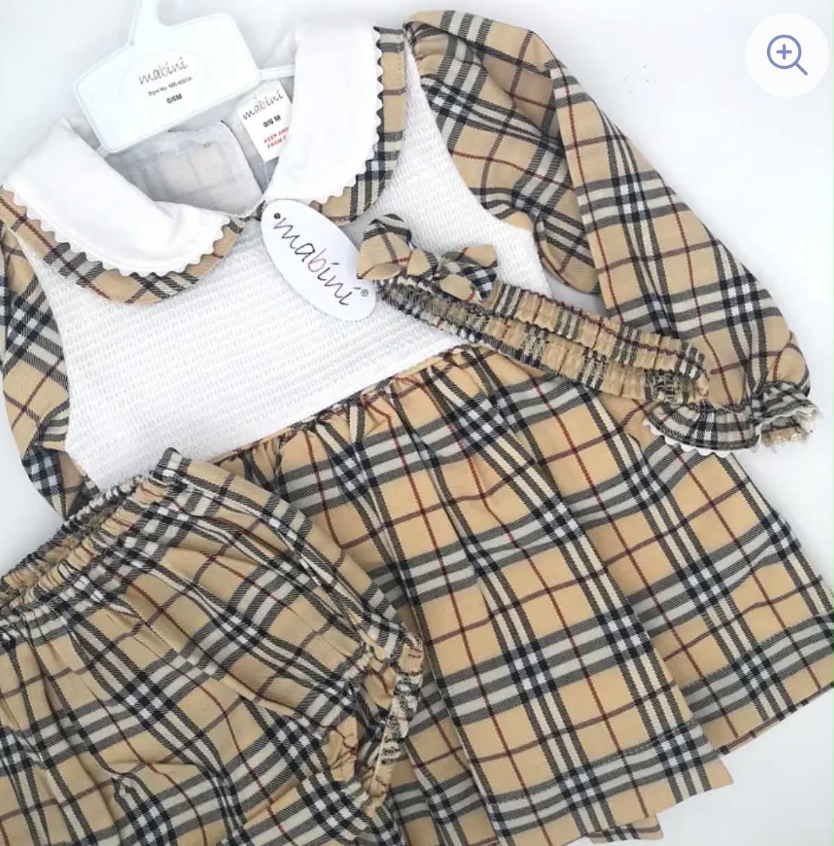 Cream Check Smock Dress