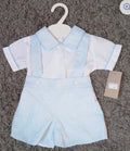 Sky Blue Teddy Print Dungaree Set