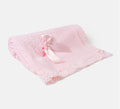 Open Dot Knitted Spanish Blanket with Bow - Baby Pink
