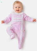Velour Babygrow with Lace Trim