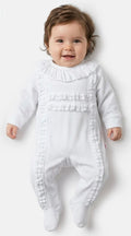 Velour Babygrow with Lace Trim