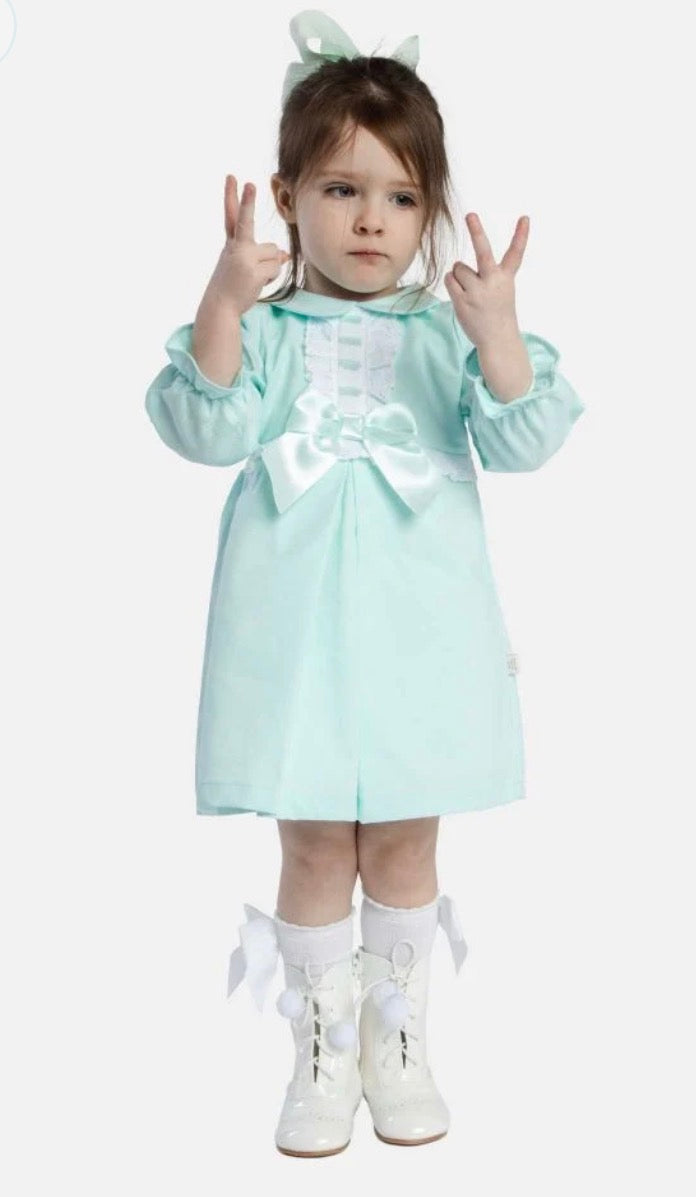 Baby Girl Classic Dress with Bow Long Sleeves