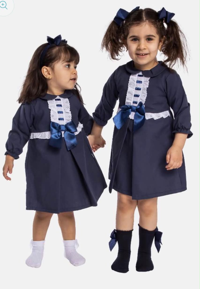 Baby Girl Classic Dress with Bow Long Sleeves