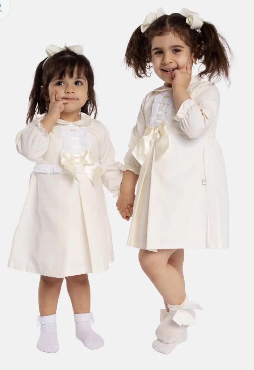 Baby Girl Classic Dress with Bow Long Sleeves