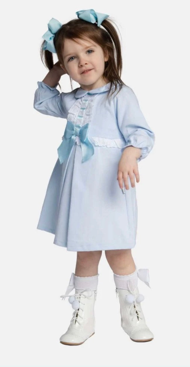 Baby Girl Classic Dress with Bow Long Sleeves
