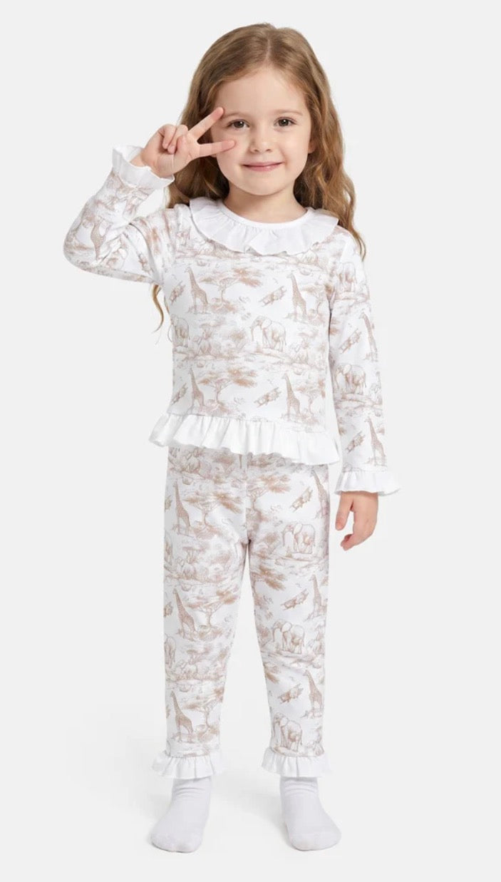 Girls Frilly Pyjamas - Safari Collection
