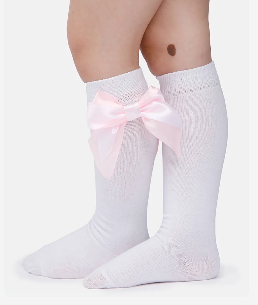 Baby Girl Knee Socks with Satin Double Bow