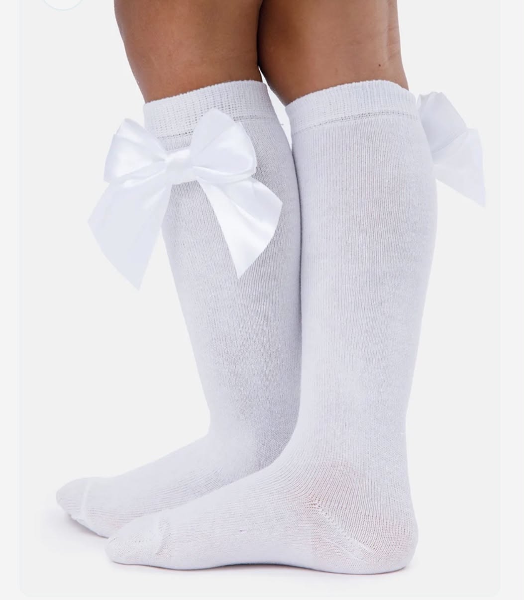 Baby Girl Knee Socks with Satin Double Bow