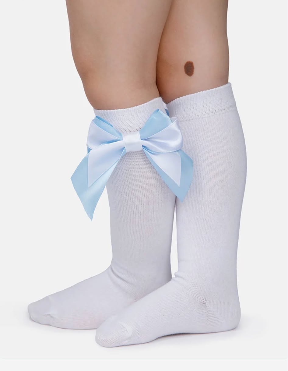 Baby Girl Knee Socks with Satin Double Bow