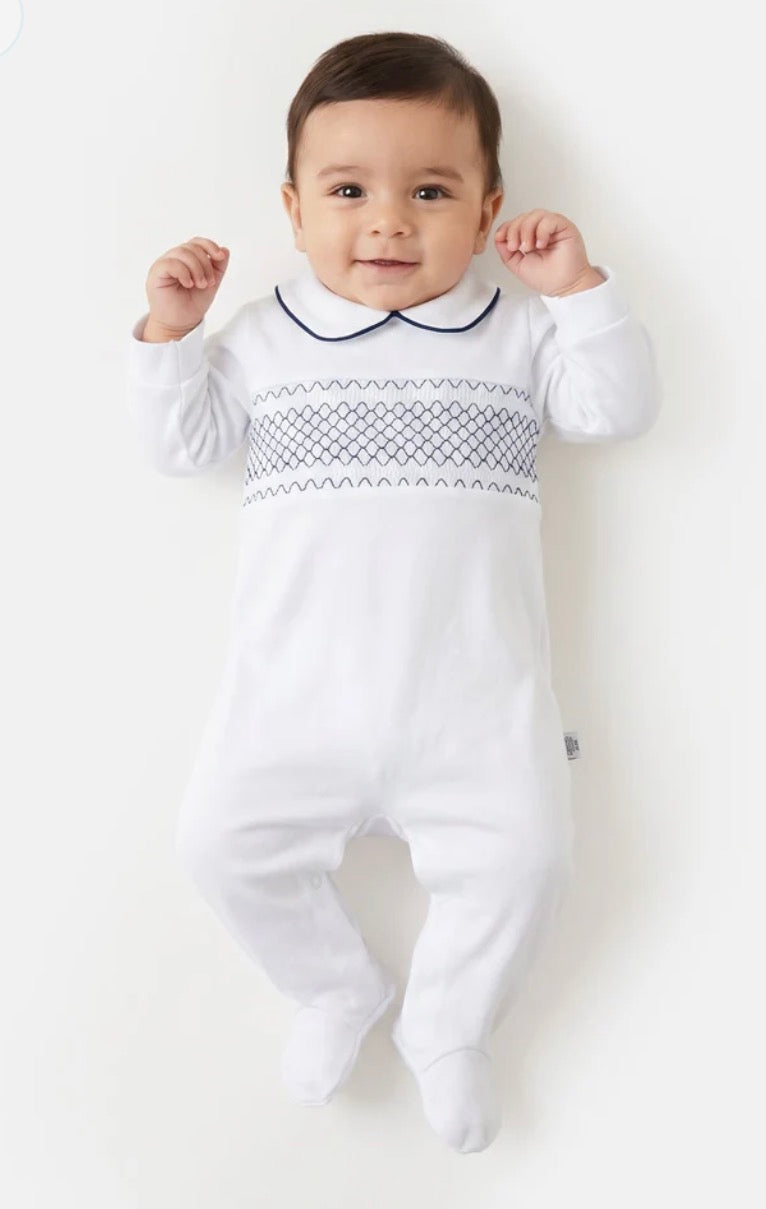 Cotton Baby Grow with Smocked Detail